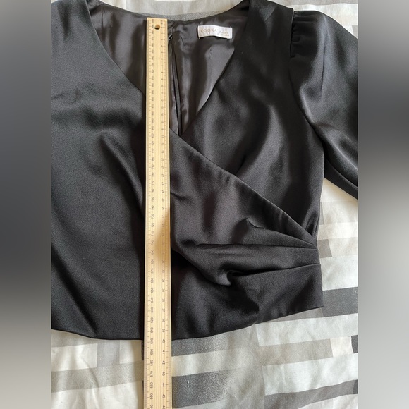 Kookai Size 34 Size 6 Black Crop 3/4 Sleeve Blouse Women’s Top Zip Back - Picture 12 of 14